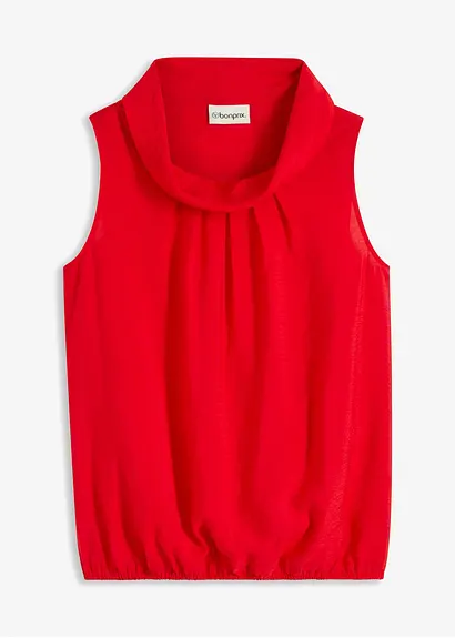 bonprix Ärmelloses Blusentop mit Drapierung - rot - Damen