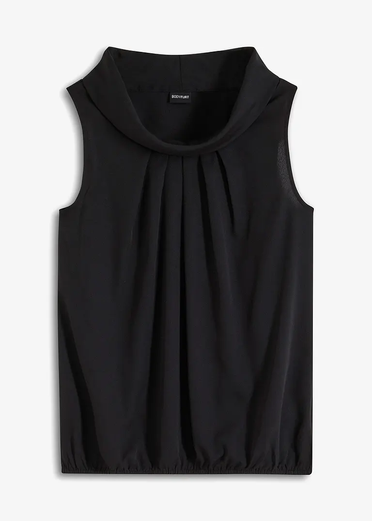 bonprix Ärmelloses Blusentop mit Drapierung - schwarz - Damen