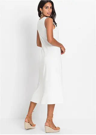 Bonprix Ärmelloses Midi-Kleid In Rippoptik - Weiß - Damen