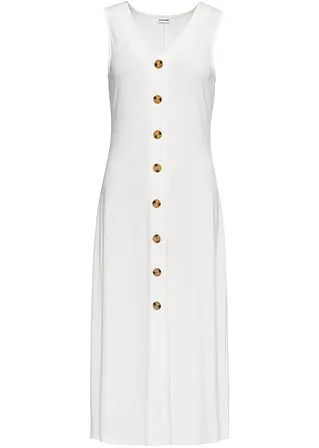 bonprix Ärmelloses Midi-Kleid in Rippoptik - weiß - Damen