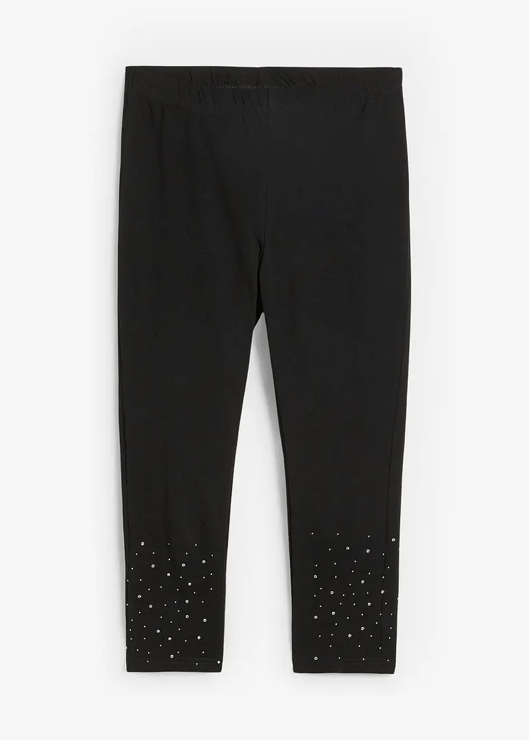 bonprix Attraktive 3/4-Leggings mit glitzernden Schmucksteinen - schwarz