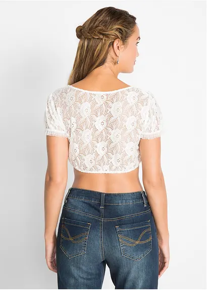 Bonprix Attraktive Dirndl-Bluse Mit Tunnelzug - Weiß - Damen