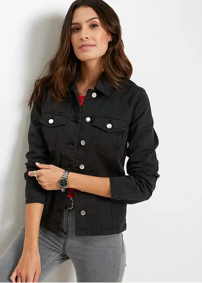Bonprix Attraktive Jacke Mit Teilungsnähten - Schwarz - Damen