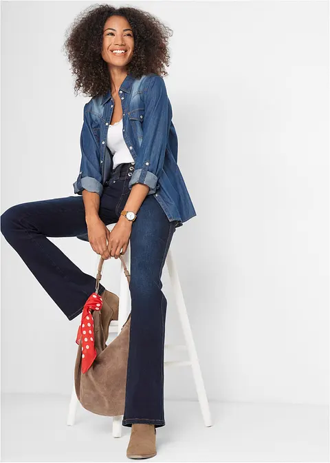Bonprix Attraktive Shaping-Stretch-Jeans Mit Breitem Bund - Blau Regular