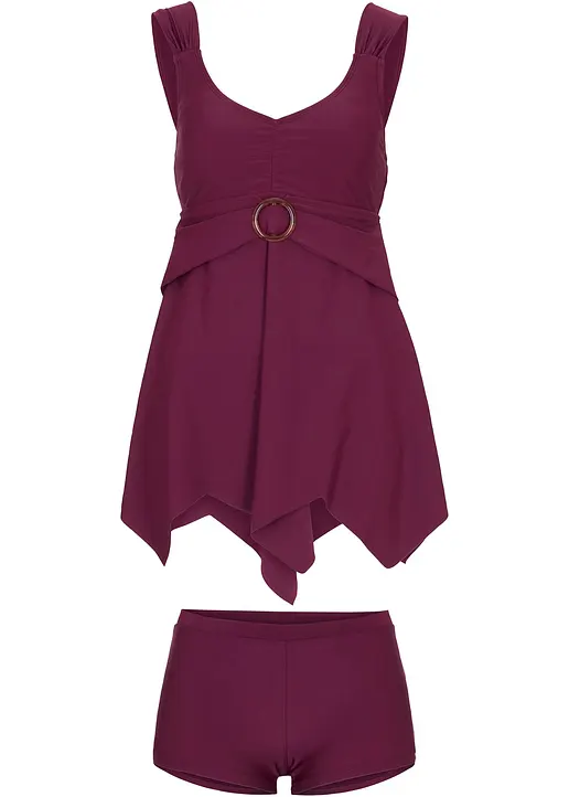 bonprix Attraktiver Long Tankini im edlen Design - aubergine