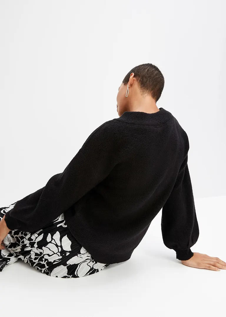 Bonprix Attraktiver Strickpullover Mit Hochgeschlossenem Rundhalsausschnitt Und Modernen Ballonärmeln