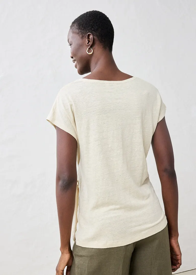 Bonprix Attraktives Leinenshirt Vorne Zum Binden - Beige