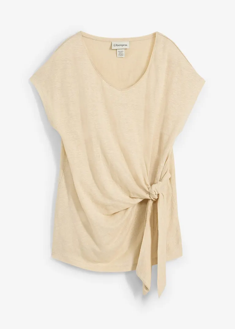 bonprix attraktives Leinenshirt vorne zum binden - beige