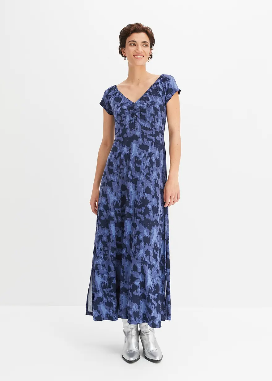 Bonprix Attraktives Maxikleid Mit Tiefem V-Ausschnitt Und Raffungen