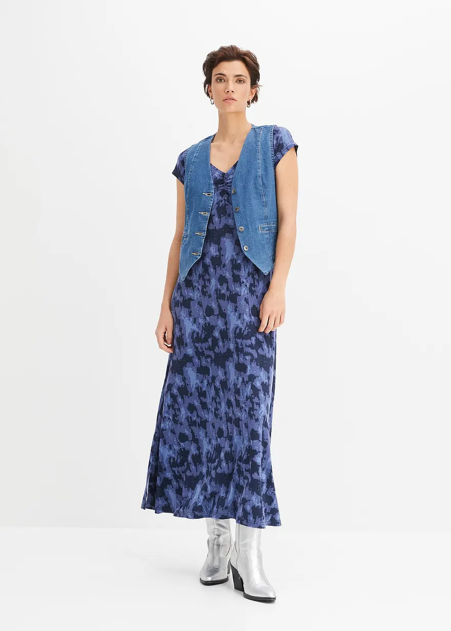 Bonprix Attraktives Maxikleid Mit Tiefem V-Ausschnitt Und Raffungen