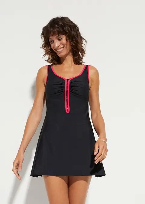 Bonprix Attraktives Shape Badekleid Figurumspielend - Schwarz