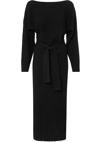 bonprix Attraktives Strickkleid mit Fledermausarm und weitem Ausschnitt