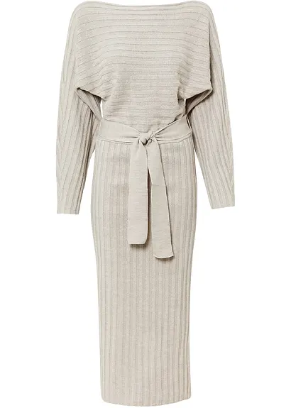 bonprix Attraktives Strickkleid mit Fledermausarm und weitem Ausschnitt
