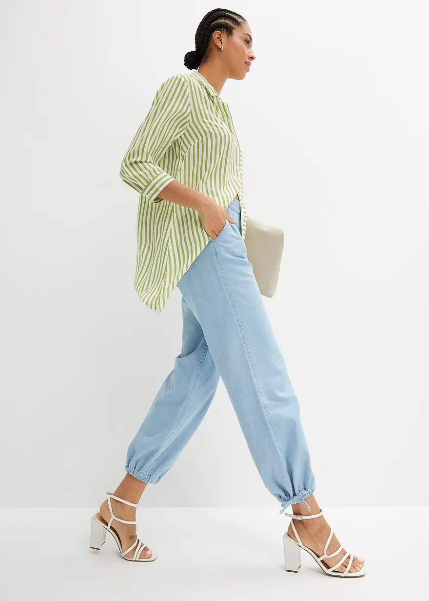 Bonprix Auffallende Hemdbluse Mit Asymmetrischen Saum Und 3/4 Arm - Grün