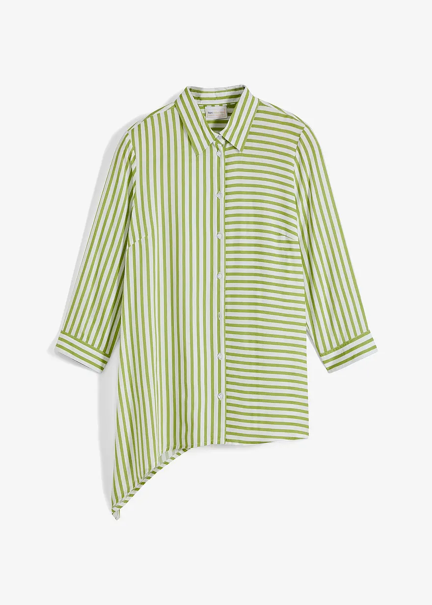 bonprix Auffallende Hemdbluse mit asymmetrischen Saum und 3/4 Arm - grün