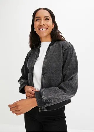 Bonprix Auffallender Denim-Blouson Mit Reißverschluss - Grau