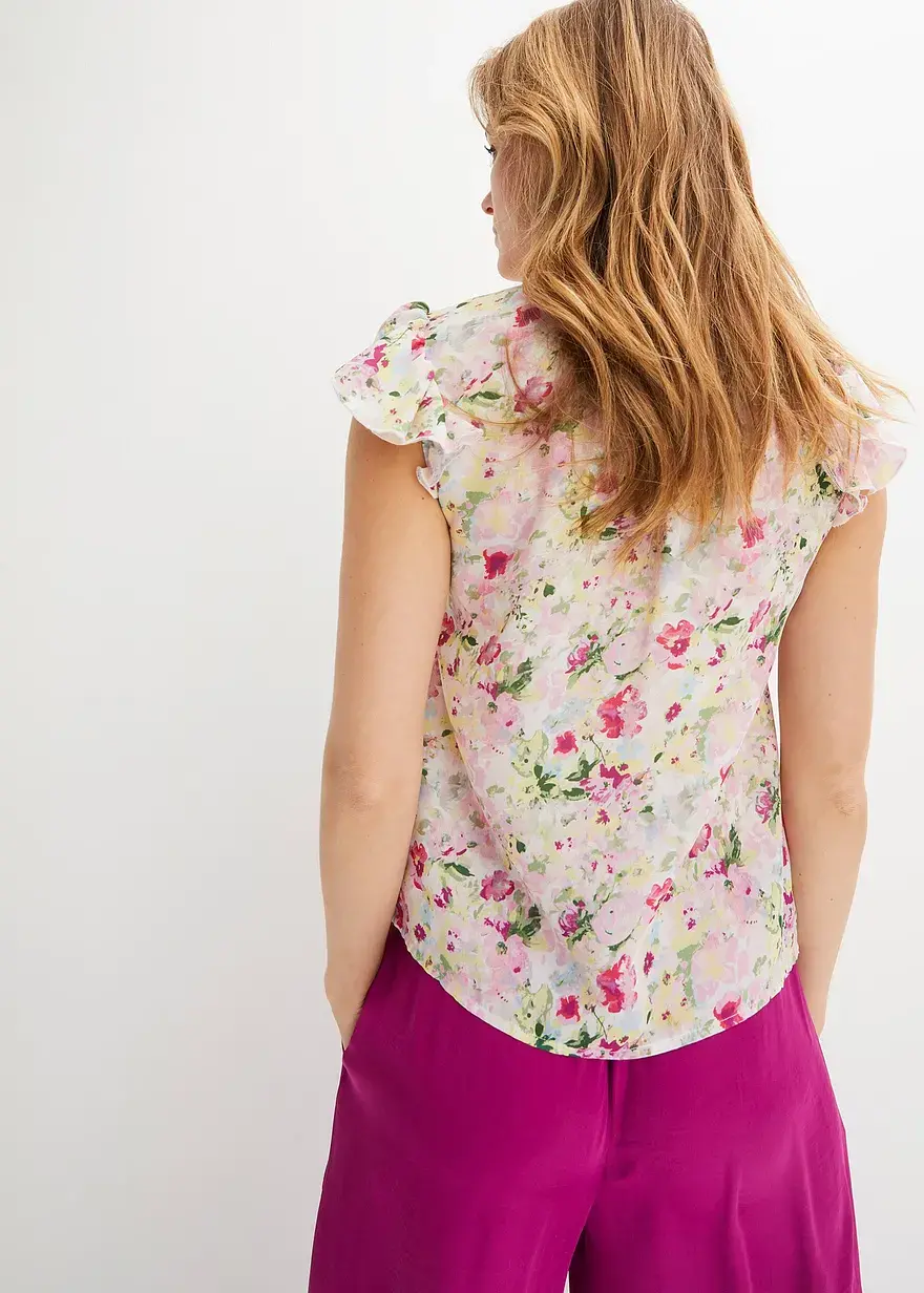 Bonprix Auffallendes Blusentop Mit Blumen-Druck - Lila - Damen