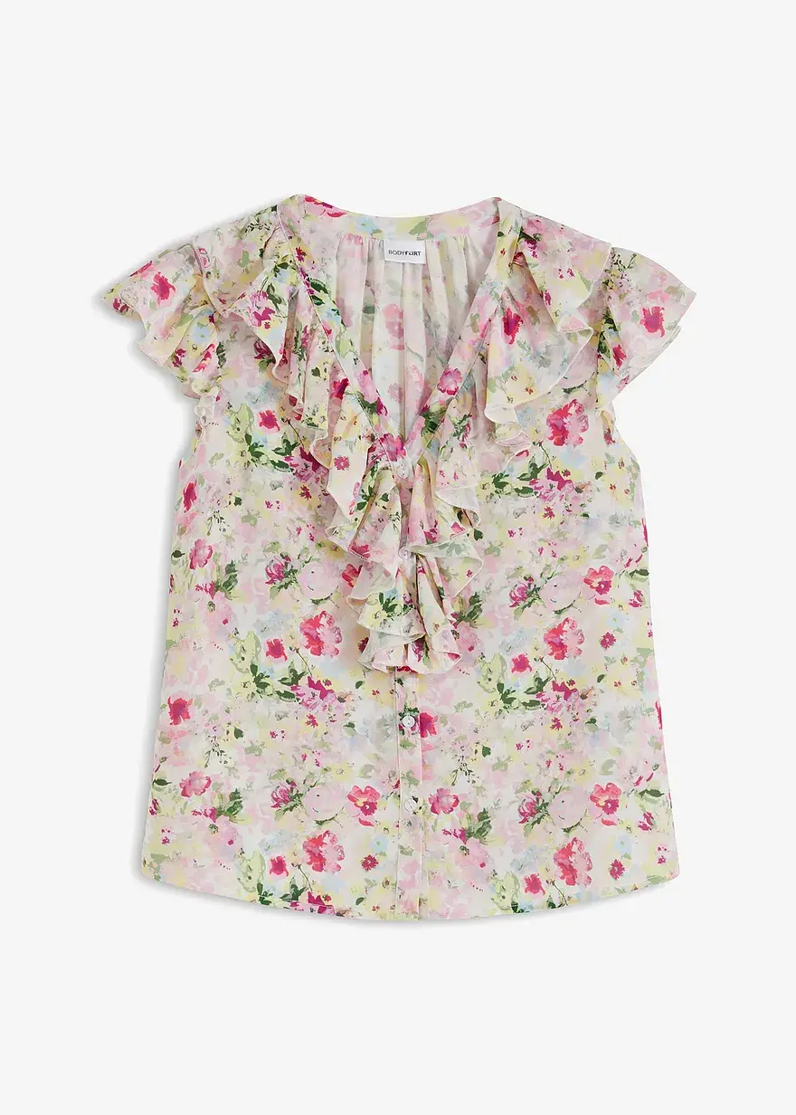 bonprix auffallendes Blusentop mit Blumen-Druck - lila - Damen