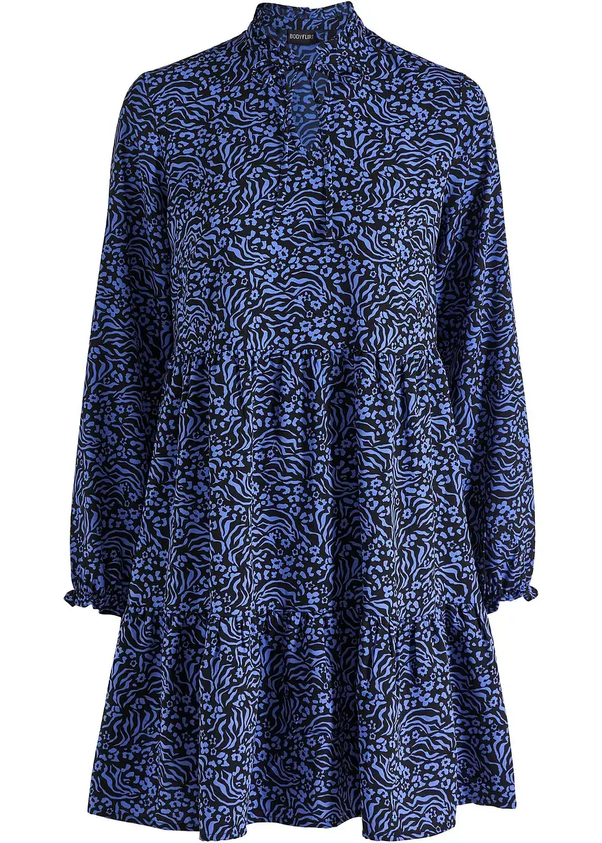 bonprix Auffallendes Crincle-Kleid mit schönem Druck. - blau regular