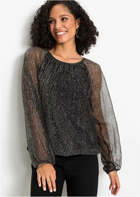 Bonprix Auffallendes Shirt Im Metallic Look - Schwarz - Damen