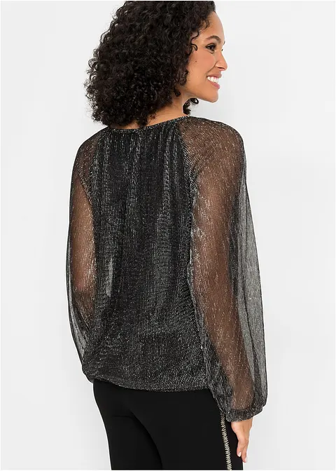 Bonprix Auffallendes Shirt Im Metallic Look - Schwarz - Damen