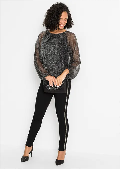 Bonprix Auffallendes Shirt Im Metallic Look - Schwarz - Damen