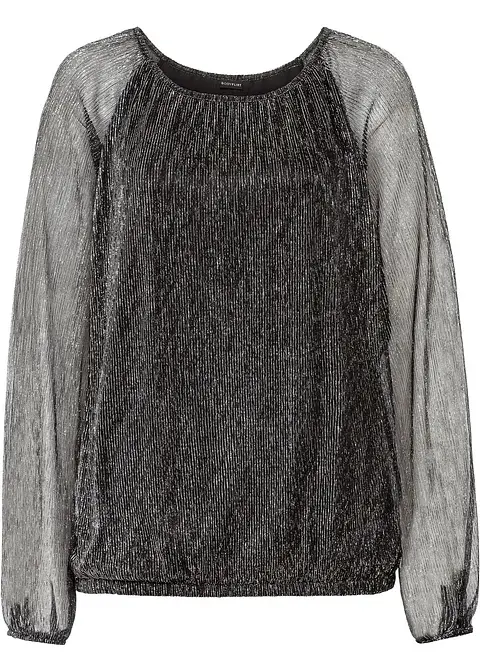 bonprix Auffallendes Shirt im Metallic Look - schwarz - Damen
