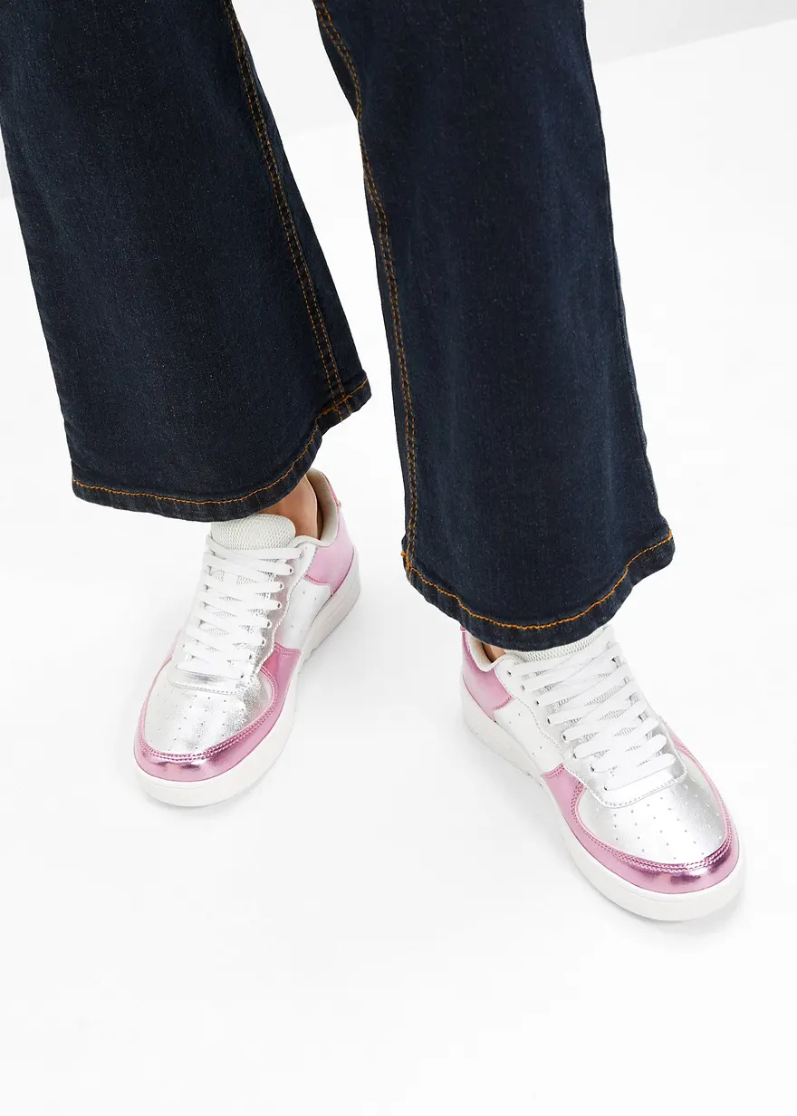Bonprix Auffälliger Plateau Sneaker Im Metallic Look - Rosa
