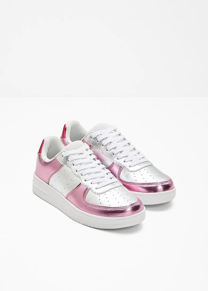 Bonprix Auffälliger Plateau Sneaker Im Metallic Look - Rosa