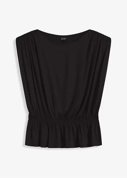 bonprix Aufregendes Shirt mit Raffungen auf der Schulter - schwarz
