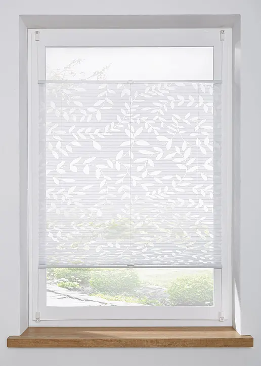 bonprix Ausbrenner Plissee mit hübschem Blättermotiv - weiß Klemmträger