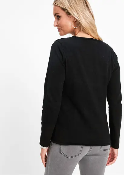 Bonprix Ausgefallener Feinstrickpullover Mit Nieten - Schwarz