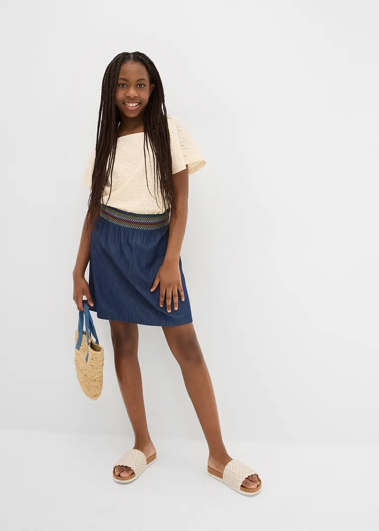 Bonprix Ausgestellter Jeansrock Mit Elastischem Bündchen Für Mädchen