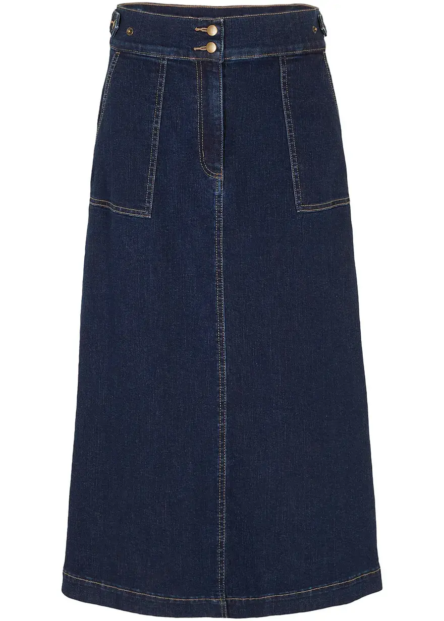 bonprix ausgestellter Jeansrock mit verstellbaren Bund - blau