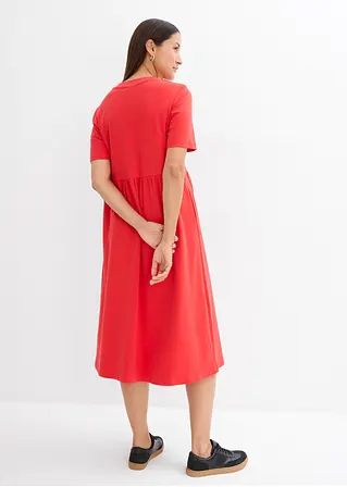 Bonprix Ausgestelltes Jerseykleid Mit Seitlichem Schlitz Hohem Rundhals Und Halbarm