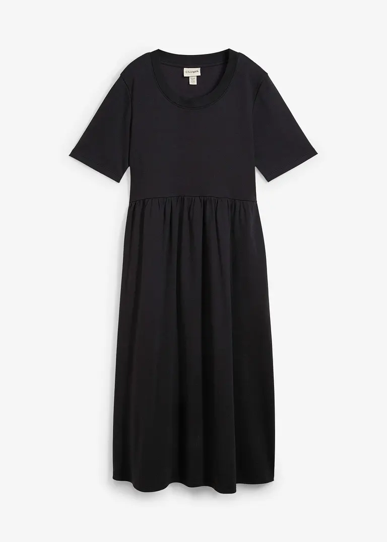 Bonprix Ausgestelltes Jerseykleid Mit Seitlichem Schlitz Hohem Rundhals Und Halbarm