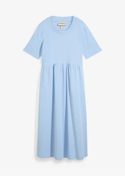 Bonprix Ausgestelltes Jerseykleid Mit Seitlichem Schlitz Hohem Rundhals Und Halbarm