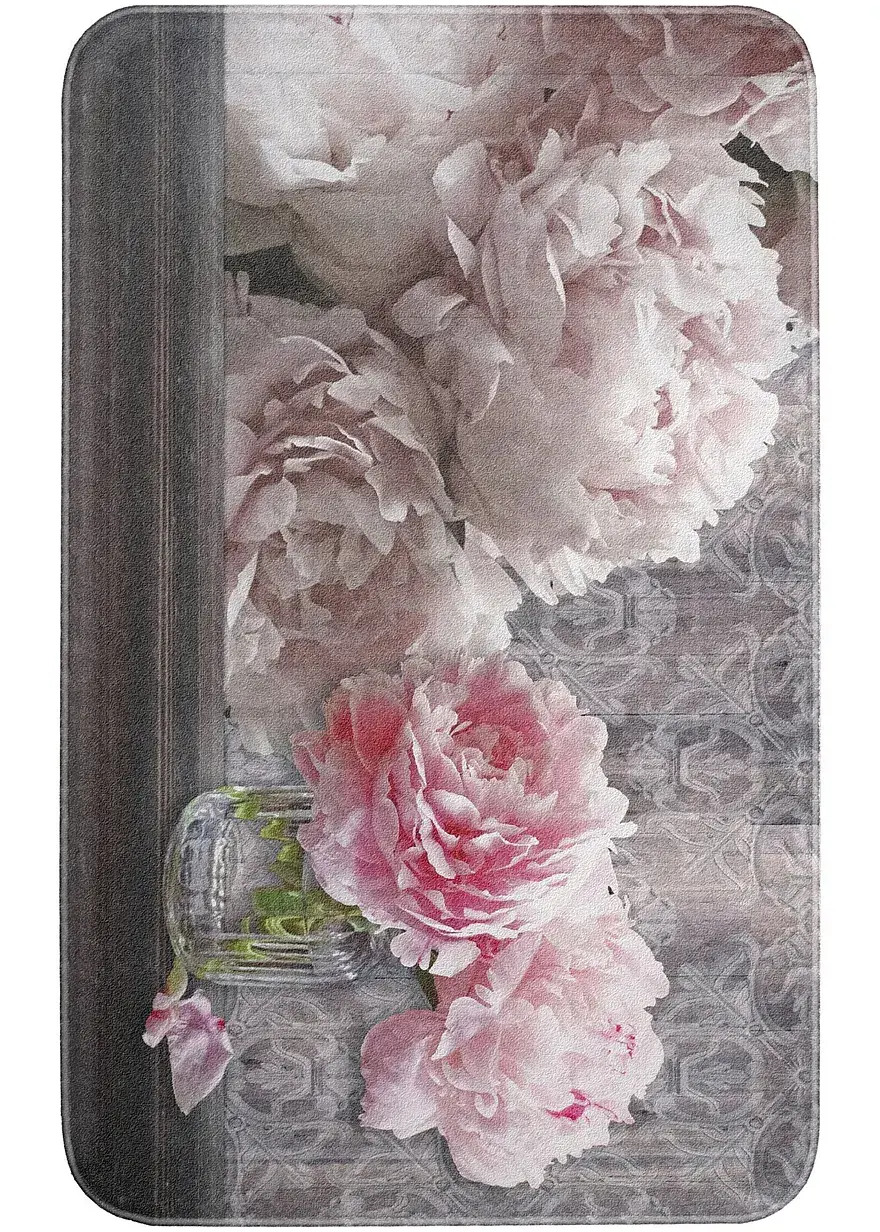 bonprix Badematte mit malerischen Pfingstrosen - beige