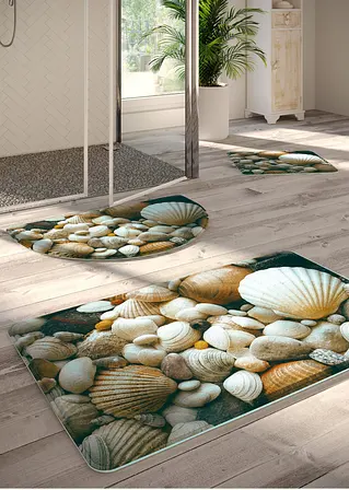 Bonprix Badematte Mit Stein- Und Muschelmotiv Memory Schaum - Beige