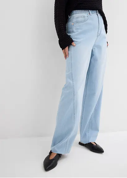 Bonprix Balloon-Jeans High Waist Super Soft - Blau Regular