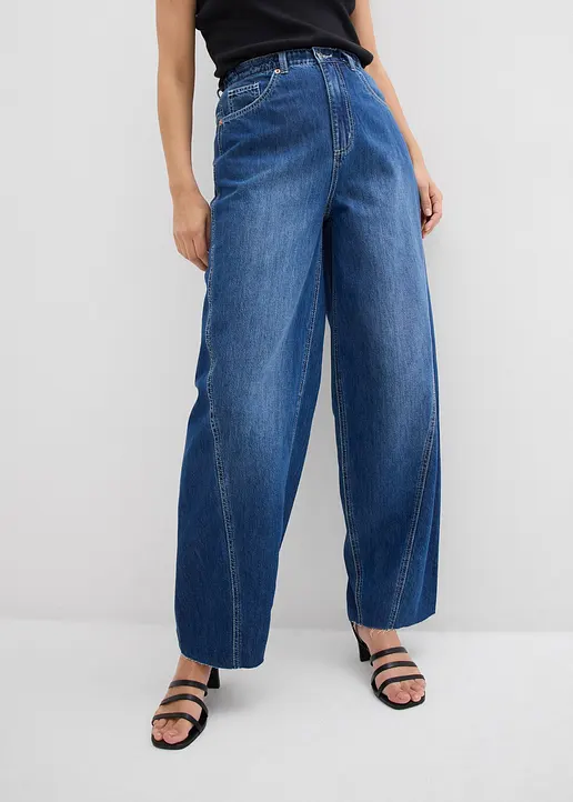 Bonprix Balloon-Jeans High Waist Super Soft - Blau Regular