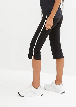 Bonprix Basic Baumwoll-Capri Slim Fit - Schwarz - Damen