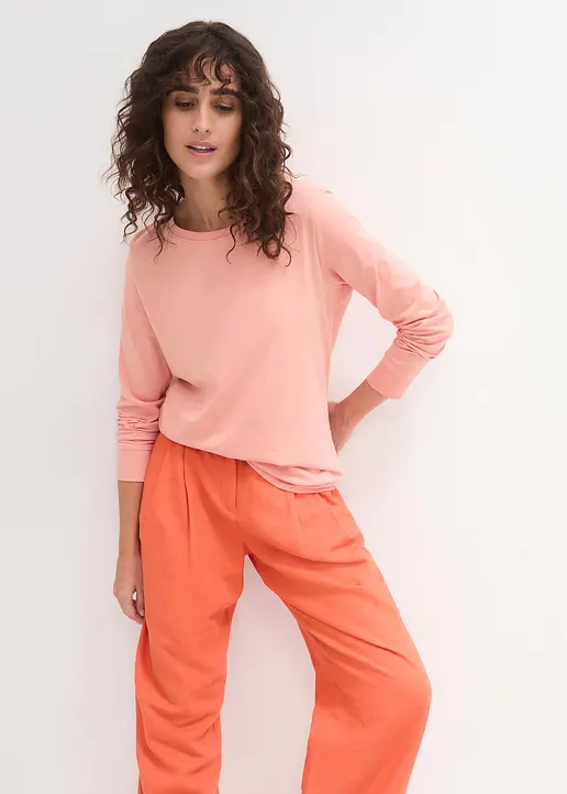 Bonprix Basic Baumwoll-Longsleeve Mit Abgesetzten Bündchen Am Ärmel Im 5er Pack