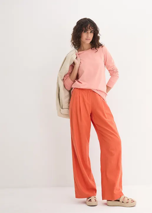 Bonprix Basic Baumwoll-Longsleeve Mit Abgesetzten Bündchen Am Ärmel Im 5er Pack