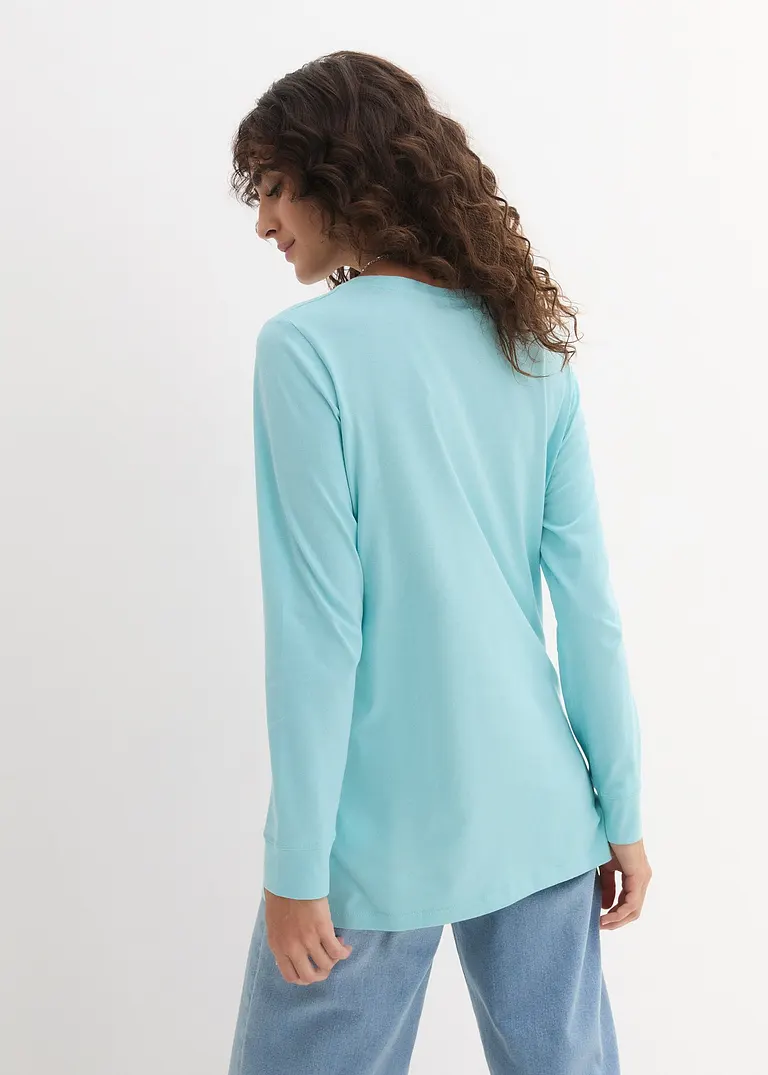 Bonprix Basic Baumwoll-Longsleeve Mit Abgesetzten Bündchen Am Ärmel Im 5er Pack