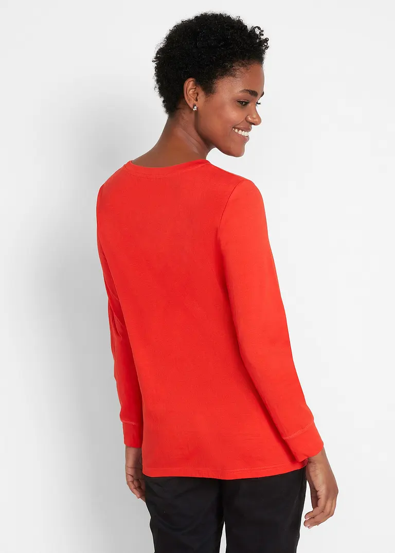 Bonprix Basic Baumwoll-Longsleeve Mit Abgesetzten Bündchen Am Ärmel Im 5er Pack