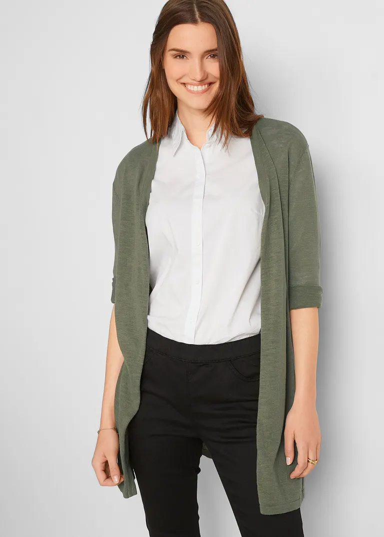 Bonprix Basic Cardigan Mit überschnittenen Schultern Ohne Verschluss