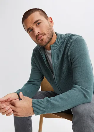 Bonprix Basic Herren Strickjacke Mit Spezial-Komfortschnitt - Grün