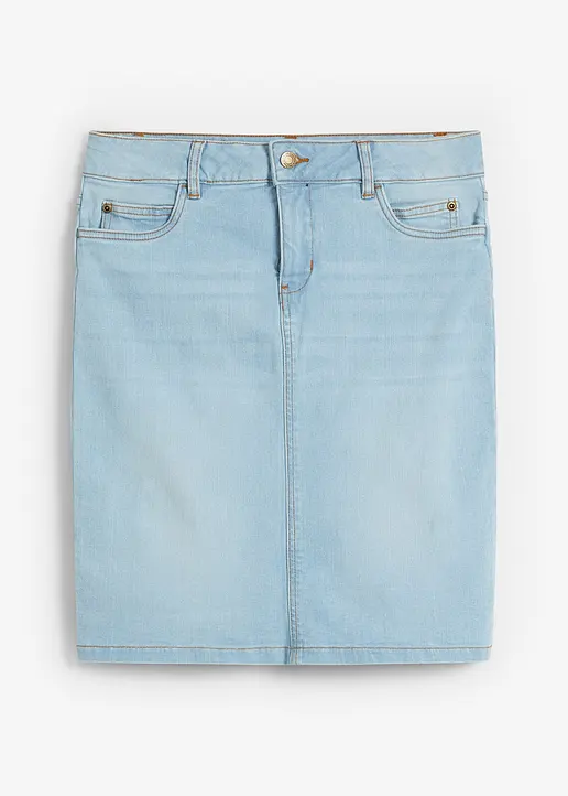 bonprix Basic-Jeansrock im Used-Look - blau regular - Damen