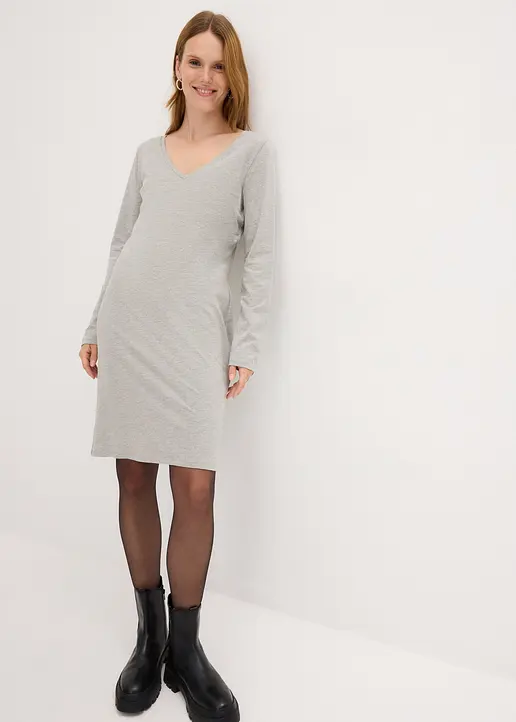 Bonprix Basic-Jerseykleid Mit V-Ausschnitt Im 2er Pack - Damen